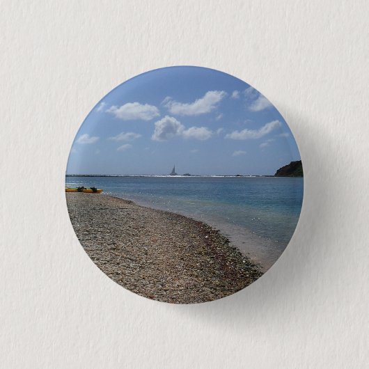 Zeilboot in de buurt van St. Thomas Ronde Button 3,2 Cm (Voorkant)