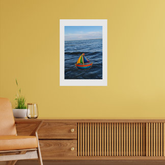 Zeilboot in de zomer — kleuren op een reis poster