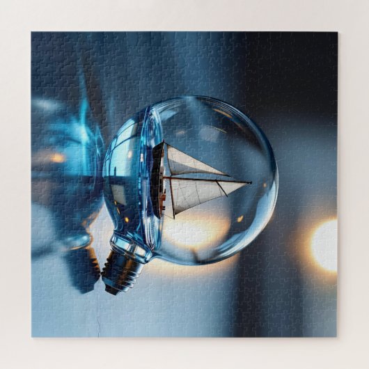 Zeilboot in een Lightbulb Air Art Legpuzzel (Horizontaal)