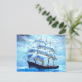 Zeilboot in het zee briefkaart (Staand voorkant)