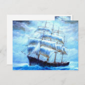 Zeilboot in het zee briefkaart (Voorkant / Achterkant)