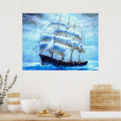 Zeilboot in het zee poster (Keuken)