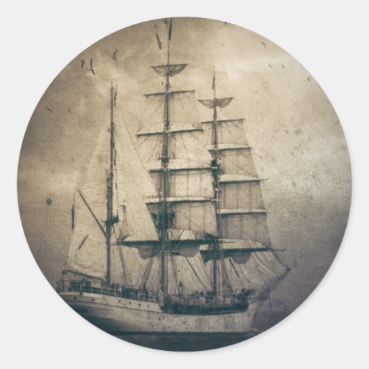 zeilboot in het Zee van de Noordzee Ronde Sticker (Voorkant)