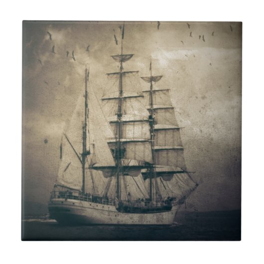 zeilboot in het Zee van de Noordzee Tegeltje (Voorkant)