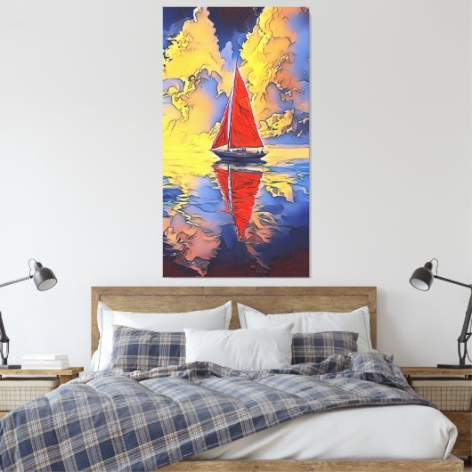 Zeilboot in schilderstijl Canvas Print (Insitu (Slaapkamer))