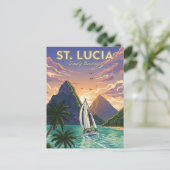 Zeilboot in St. Lucia Caribbean reizen Briefkaart (Staand voorkant)
