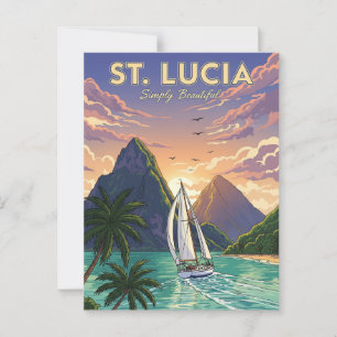 Zeilboot in St. Lucia Caribbean reizen Briefkaart