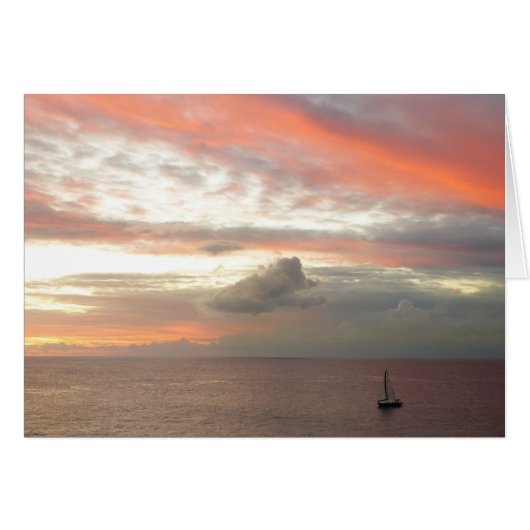 Zeilboot in Sunset Beauful Pink Seascape (Voorkant Horizontaal)