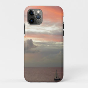 Zeilboot in Sunset Beauful Pink Seascape iPhone 11 Pro Hoesje