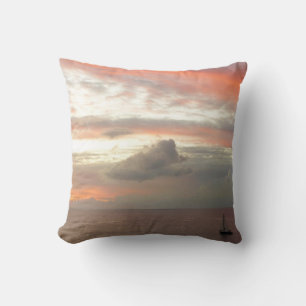 Zeilboot in Sunset Beauful Pink Seascape Kussen