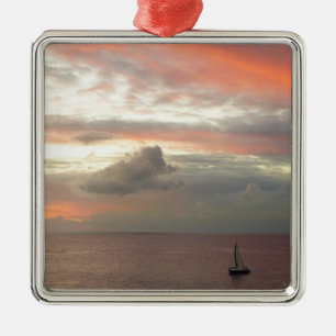 Zeilboot in Sunset Beauful Pink Seascape Metalen Ornament