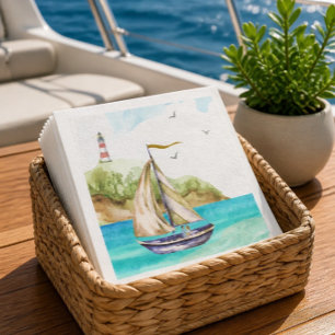 Zeilboot in Turquoise Oceaan Servetten