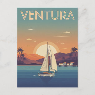 Zeilboot in Ventura Golden Coast, Californië Briefkaart