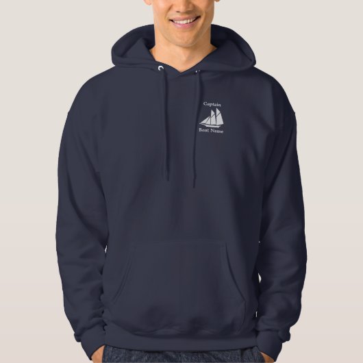 zeilboot | Kapitein en Bootnaam Hoodie (Voorkant)