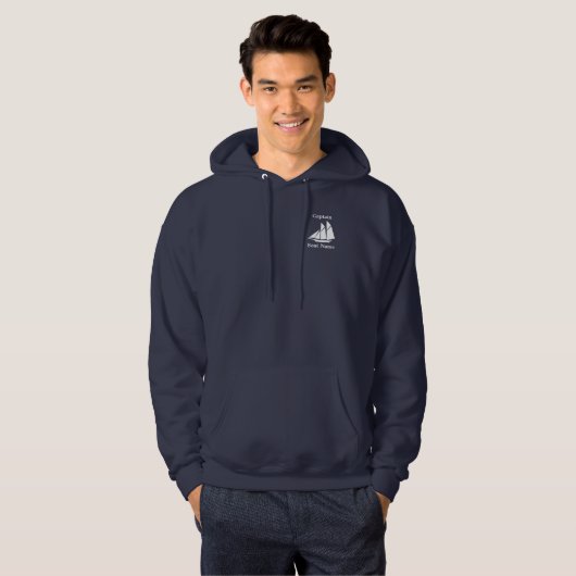 zeilboot | Kapitein en Bootnaam Hoodie (Voorkant volledig)