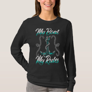 zeilboot kapitein varen mijn boot mijn regels zeil t-shirt