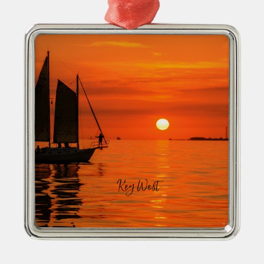 Zeilboot, Key West, Florida bij Sunset Metalen Ornament (Voorkant)