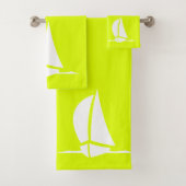 Zeilboot & Kompas in Neon Yellow Bad Handdoek (Insitu)