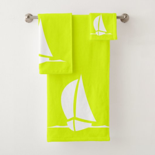 Zeilboot & Kompas in Neon Yellow Bad Handdoek (Insitu)