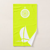 Zeilboot & Kompas in Neon Yellow Bad Handdoek (Handdoek)