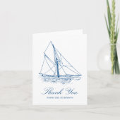 Zeilboot Marine Blue Nautical Wedding Bedankkaart (Voorkant)