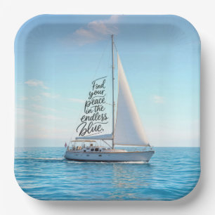 Zeilboot met een Inspirerende Spreuk Papieren Bordje