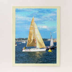 Zeilboot met gouden zeilen op Jersey Legpuzzel