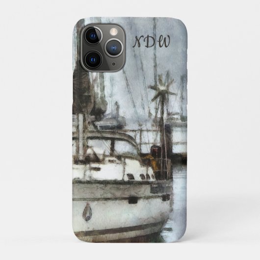 Zeilboot met monogram Case-Mate iPhone case (Achterkant)