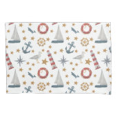 Zeilboot met Nautical Ocean Anchor Compass Roos Kussensloop (Voorkant)