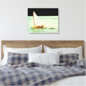 Zeilboot met rubberbootje omwikkeld canvas afdruk (Insitu (Slaapkamer))