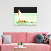 Zeilboot met rubberbootje omwikkeld canvas afdruk (Insitu (Woonkamer))