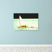 Zeilboot met rubberbootje omwikkeld canvas afdruk (Insitu (Houten vloer))