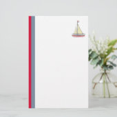 Zeilboot met stropen briefpapier (Staand voorkant)