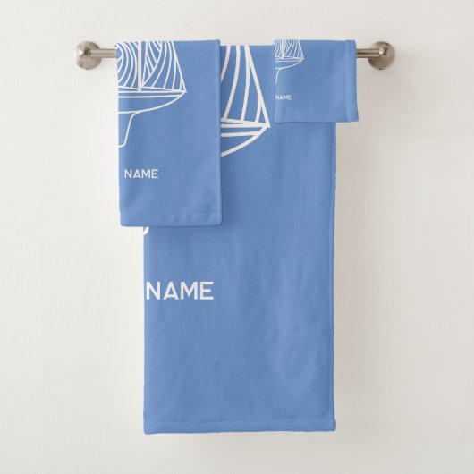 Zeilboot naam nautisch bad handdoek (Insitu)