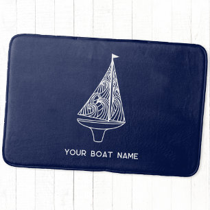 Zeilboot Naam Nautische Marine Blauw Badmat