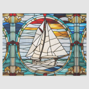 Zeilboot namaak glas-in-lood voor decoupage ambach tissuepapier