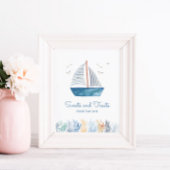 Zeilboot Nautical Baby shower Sign Poster