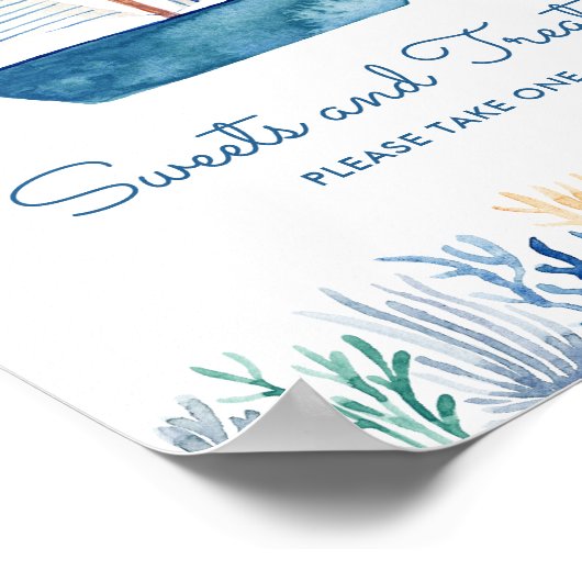 Zeilboot Nautical Baby shower Sign Poster (Hoek)