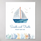 Zeilboot Nautical Baby shower Sign Poster (Voorkant)