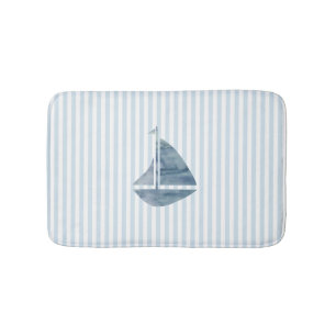 Zeilboot Nautical Blue Stripe Badmat