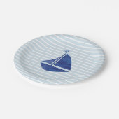 Zeilboot Nautical Ocean Blue Stripe Paper Bord (Gekanteld)