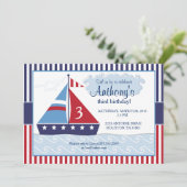Zeilboot / Nautical Verjaardag Uitnodiging (Staand voorkant)
