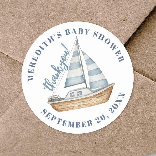 zeilboot nautisch Baby shower Ronde Sticker