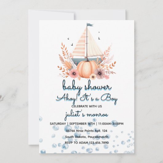 zeilboot Nautisch Baby shower zwangerschap Kaart (Voorkant)