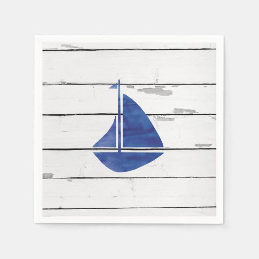Zeilboot Nautisch Blauw Scheepslap Rustiek Decor Servet (Voorkant)