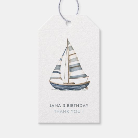 Zeilboot Nautische Verjaardag I Cadeaulabel (Voorkant)