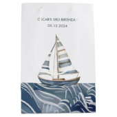 Zeilboot nautische verjaardag medium cadeauzakje (Voorkant)