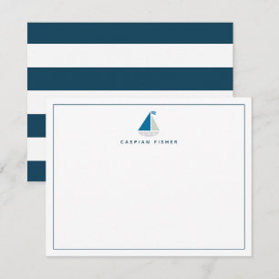 Zeilboot Navy Blue Stationery Note Kaart Notitiekaartje