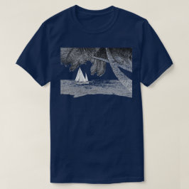 Zeilboot Oceaan Strand Palmboom T-shirt
