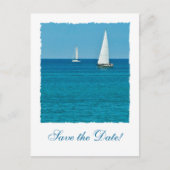 Zeilboot Ocean Destination Wedding Save the Date Aankondigingskaart (Voorkant)